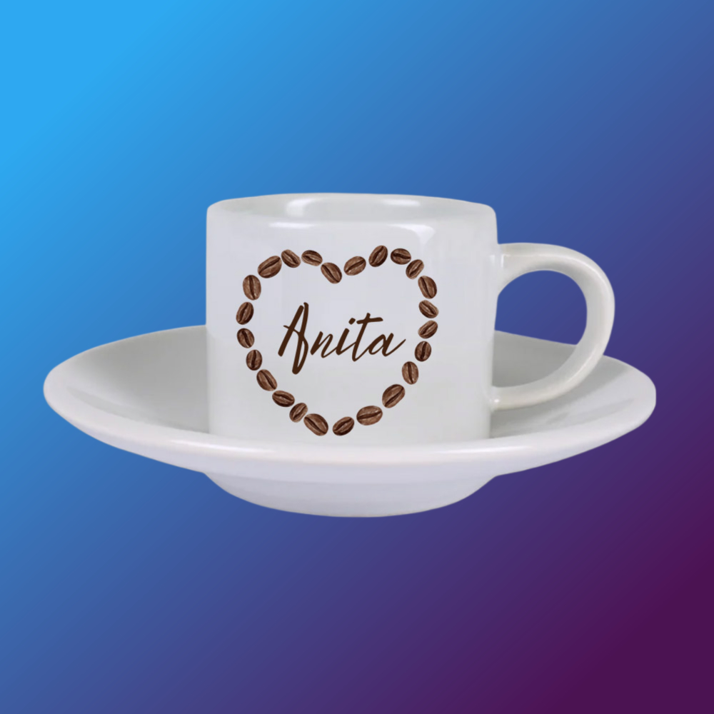 Csésze egyedi névvel, tányérral (Pároknak)