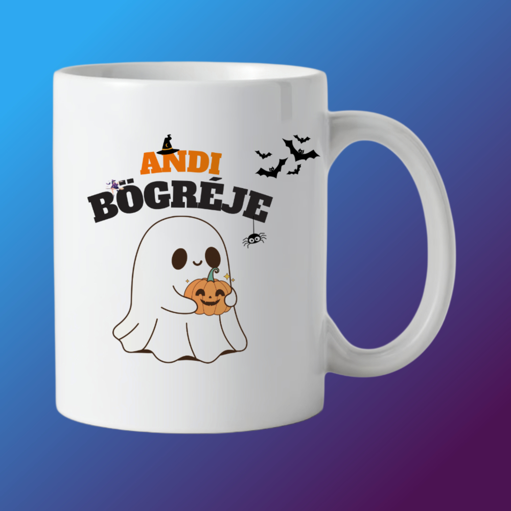 Halloween Boo bögre egyedi névvel