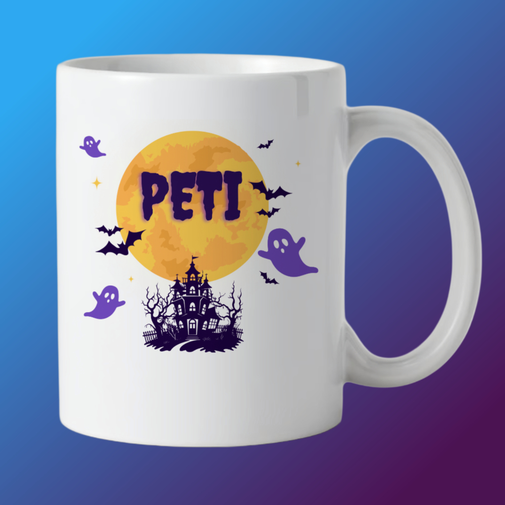 Halloween bögre egyedi névvel