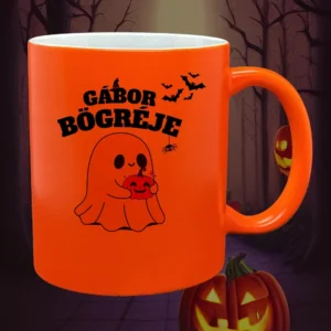 Narancssárga Halloween Boo bögre egyedi névvel