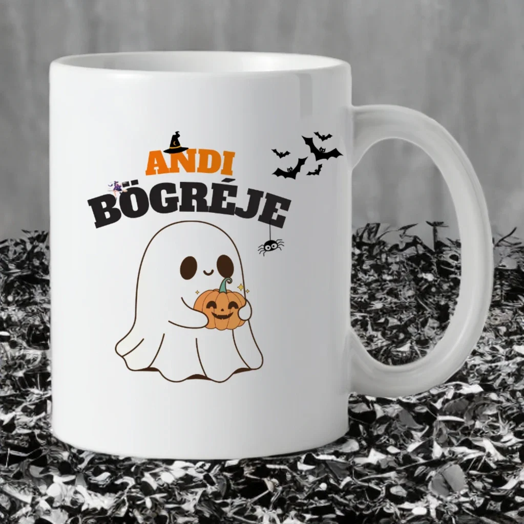 Halloween Boo bögre egyedi névvel