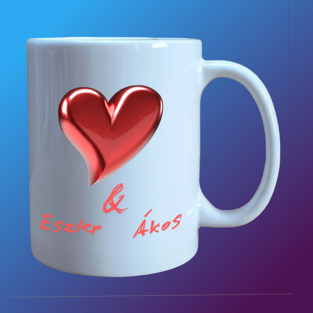 Szívecskés feliratos bögre saját neveddel