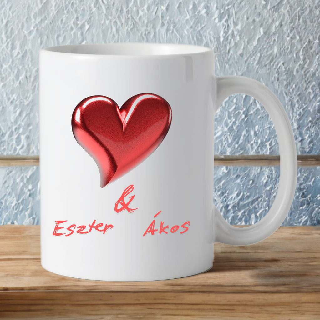 Szívecskés feliratos bögre saját neveddel