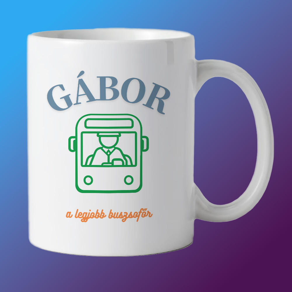 A Legjobb Buszsofőr bögre egyedi névvel