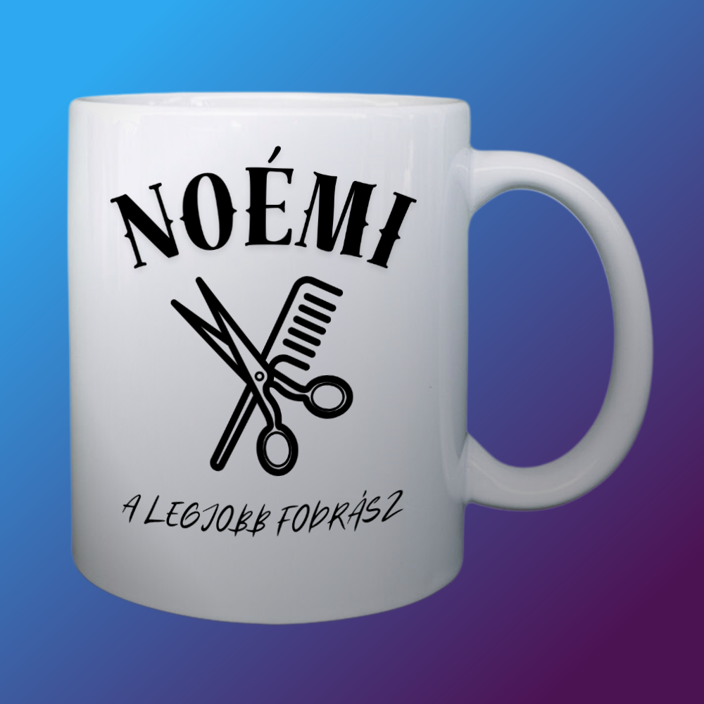 Legjobb fodrász- bögre, névvel