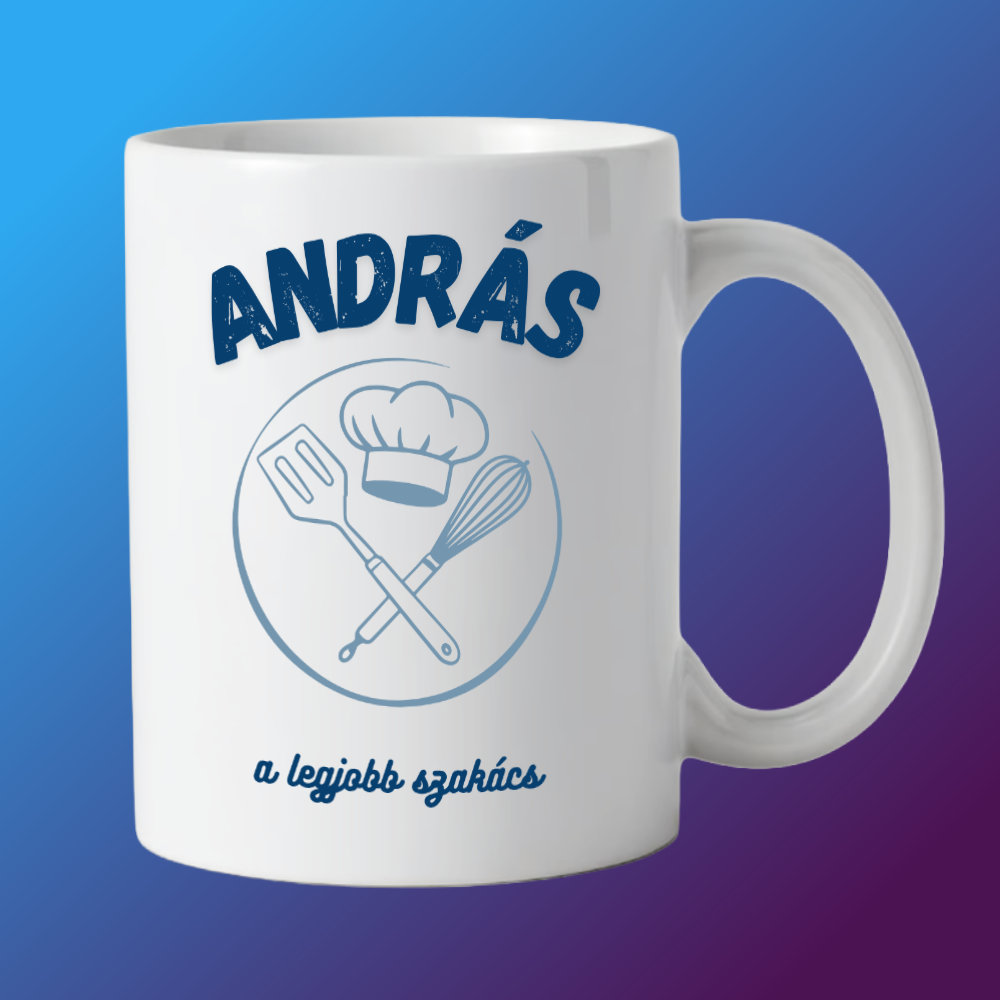 Névre szóló "A legjobb szakács" Bögre – Egyedi névvel kérhető